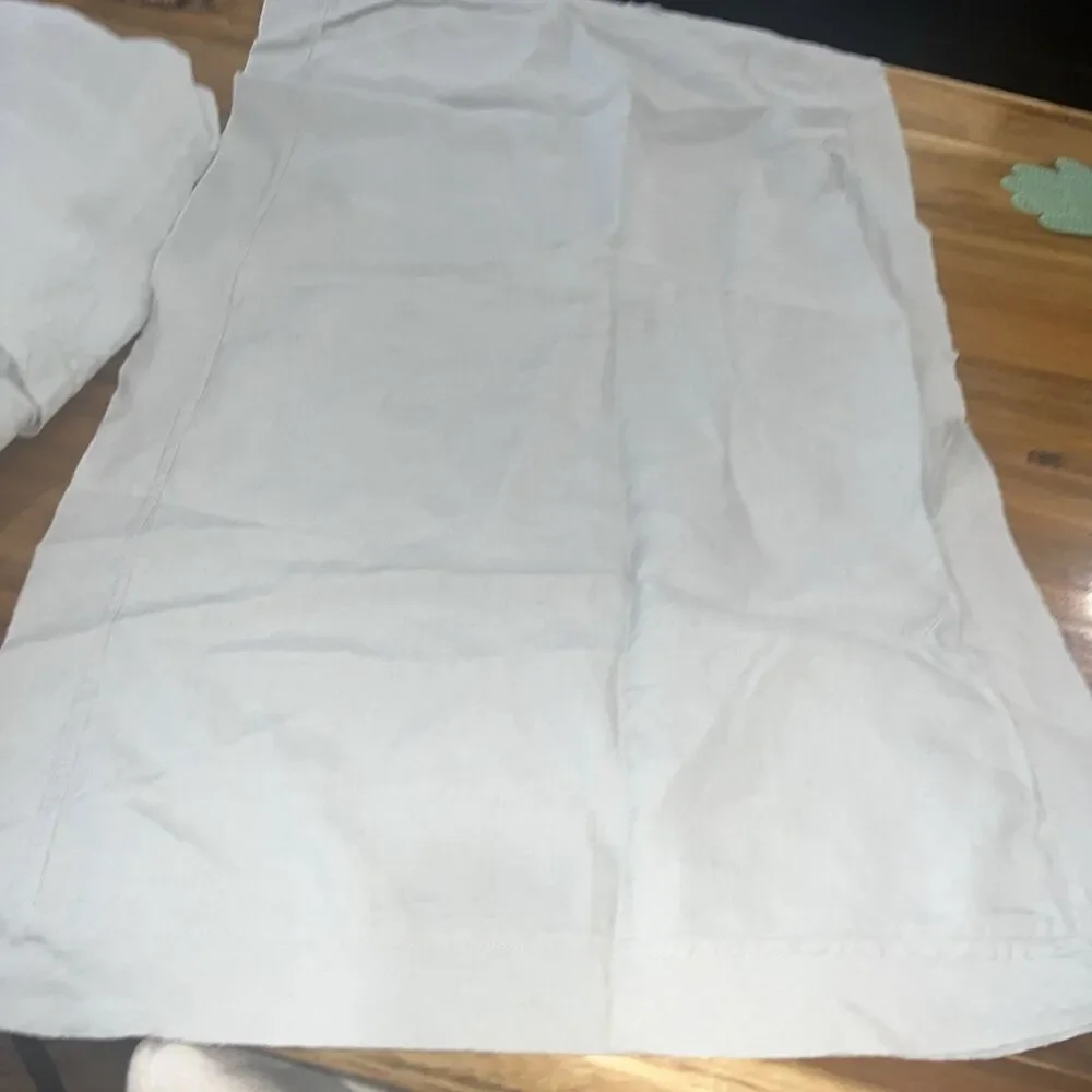 European Linen Double Flange Duvet Cover Set King/cal King Mist Msrp $215